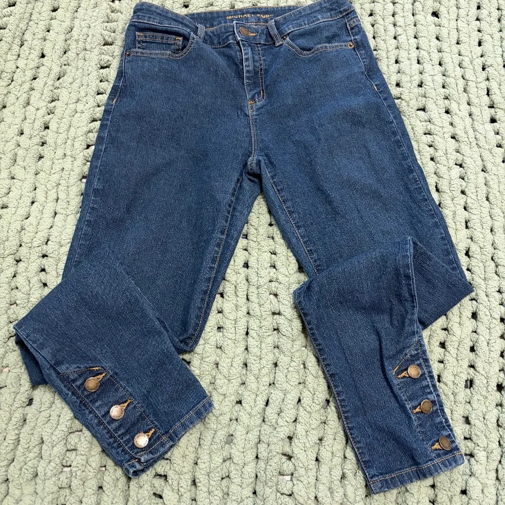 Michael Kors Button Hem Skinny Jeans – Size 6 – Gold Hardware Detail ✨